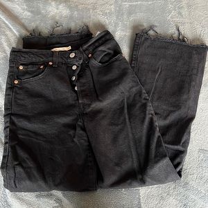 Levi’s Black Ribcage Crop Flare Jeans Size 24